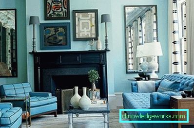 178-Turquoise цвят в интериора на хола