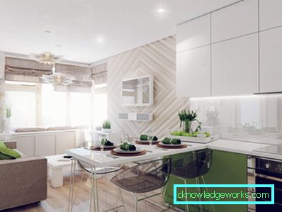 Дизайн кухня-жилищна площ от 25 квадратни метра. m
