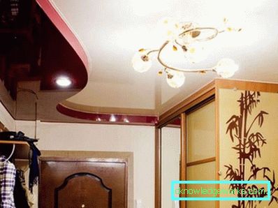 Дизайн на тавана в коридора на гипсокартон и пластмасови панели (50 интериорни снимки)