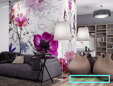 Photowall-хартия в интериора на хола в модерен стил - снимка на идеи