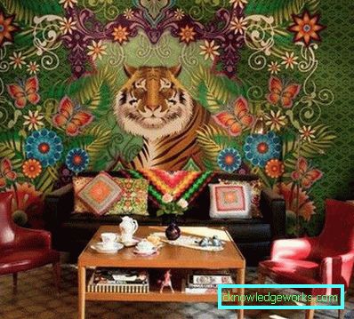 Photowall-хартия в интериора на хола в модерен стил - снимка на идеи