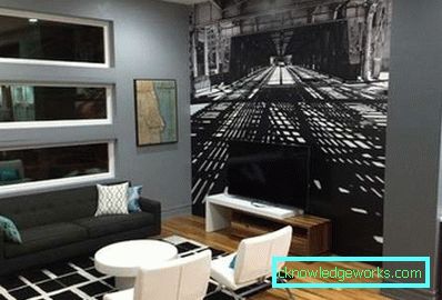 Photowall-хартия в интериора на хола в модерен стил - снимка на идеи