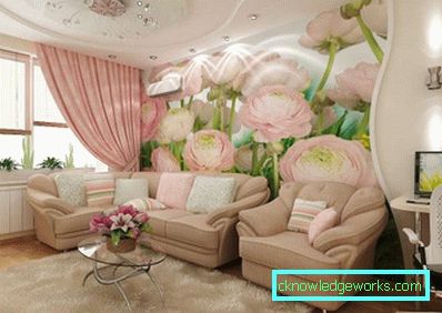 Photowall-хартия в интериора на хола в модерен стил - снимка на идеи