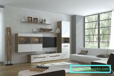 Корпусни мебели за хола в модерен стил - снимка в интериор